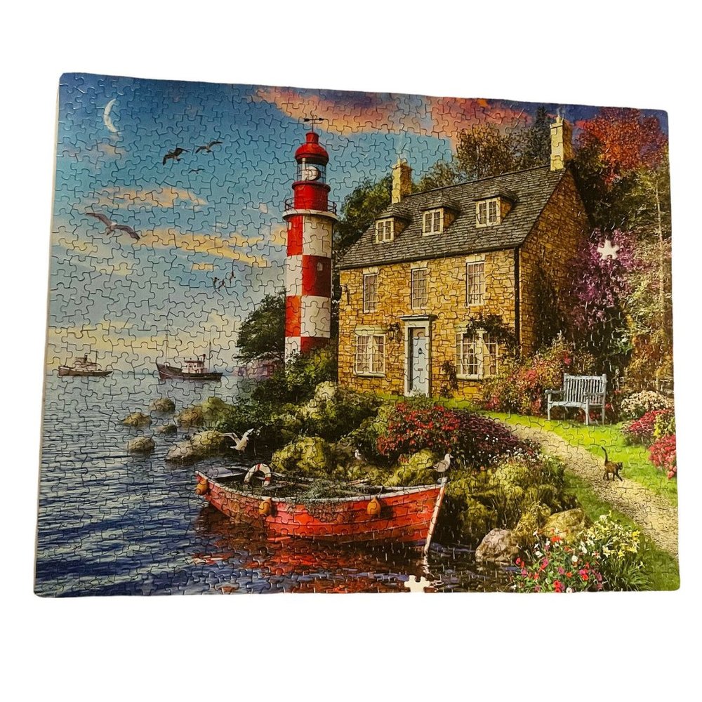Springbok 1000 Piece Jigsaw Puzzle The Cottage Lighthouse Made in USA 24x30 Inch